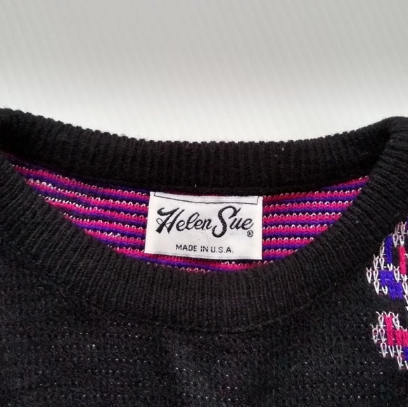 VINTAGE Helen Sue feather & Rose neo print knit sweater - Picture 3 of 8